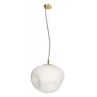 Lampa wisząca Cloe - designerski szklany klosz biały/złoty | Kaspa