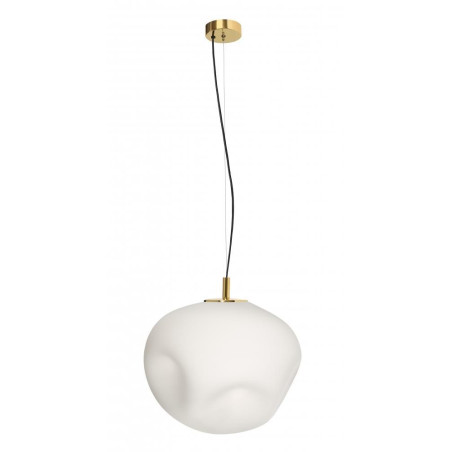 Lampa wisząca Cloe - designerski szklany klosz biały/złoty | Kaspa