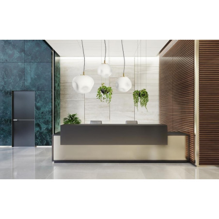 Lampa wisząca Cloe - designerski szklany klosz biały/złoty | Kaspa