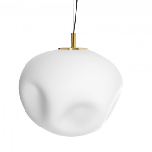 Lampa wisząca Cloe - designerski szklany klosz biały/złoty | Kaspa