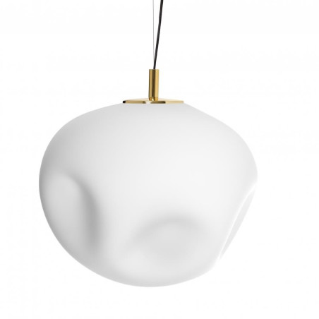 Lampa wisząca Cloe - designerski szklany klosz biały/złoty | Kaspa
