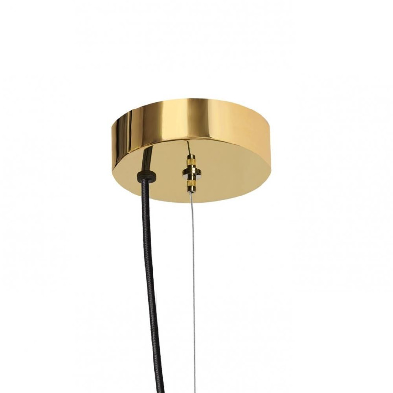 Lampa wisząca Cloe - designerski szklany klosz biały/złoty | Kaspa