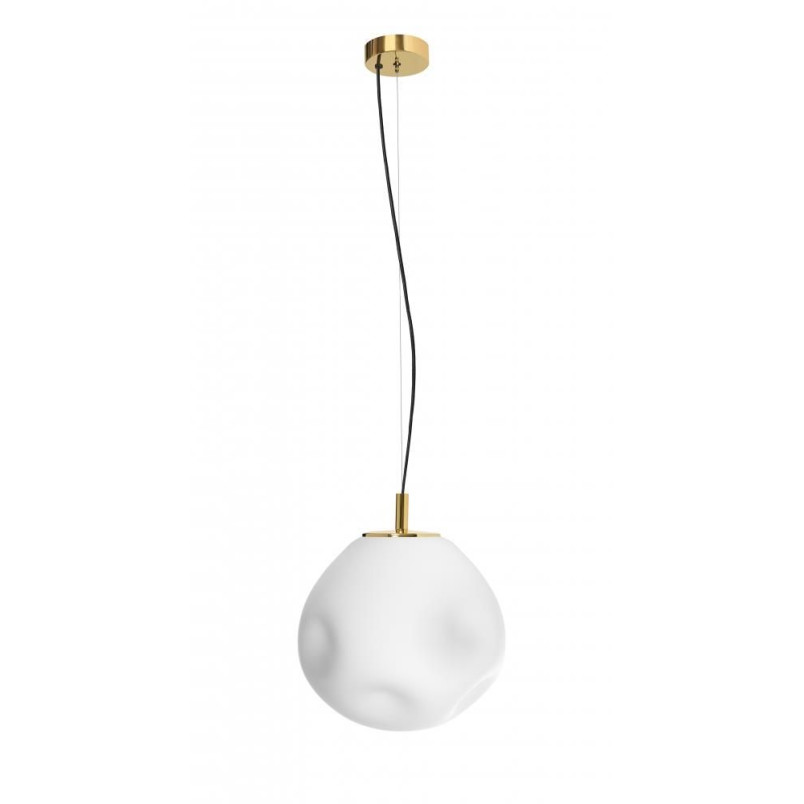 Lampa wisząca Cloe - szklana, designerska, biało-złota | Kaspa