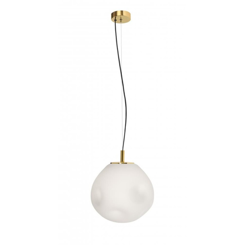 Lampa wisząca Cloe - szklana, designerska, biało-złota | Kaspa