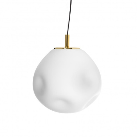 Lampa wisząca Cloe - szklana, designerska, biało-złota | Kaspa