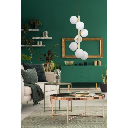 Lampa wisząca Cumulus VII Kaspa: Szklane kule, biały/złoty | Sklep