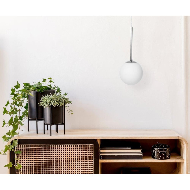 Lampa wisząca Lamia - Kula szklana, biały/chrom | Kaspa