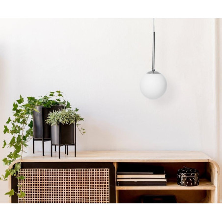 Lampa wisząca Lamia - Kula szklana, biały/chrom | Kaspa
