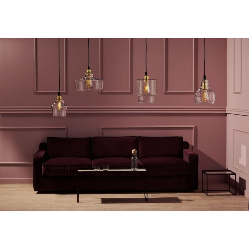 Lampa wisząca retro Longis III Gold - Kaspa | Szkło, E27