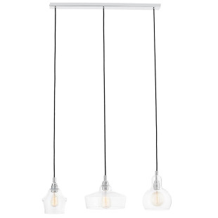 Lampa wisząca retro Kaspa Longis 70cm - Szkło, Chrom | Kup teraz!