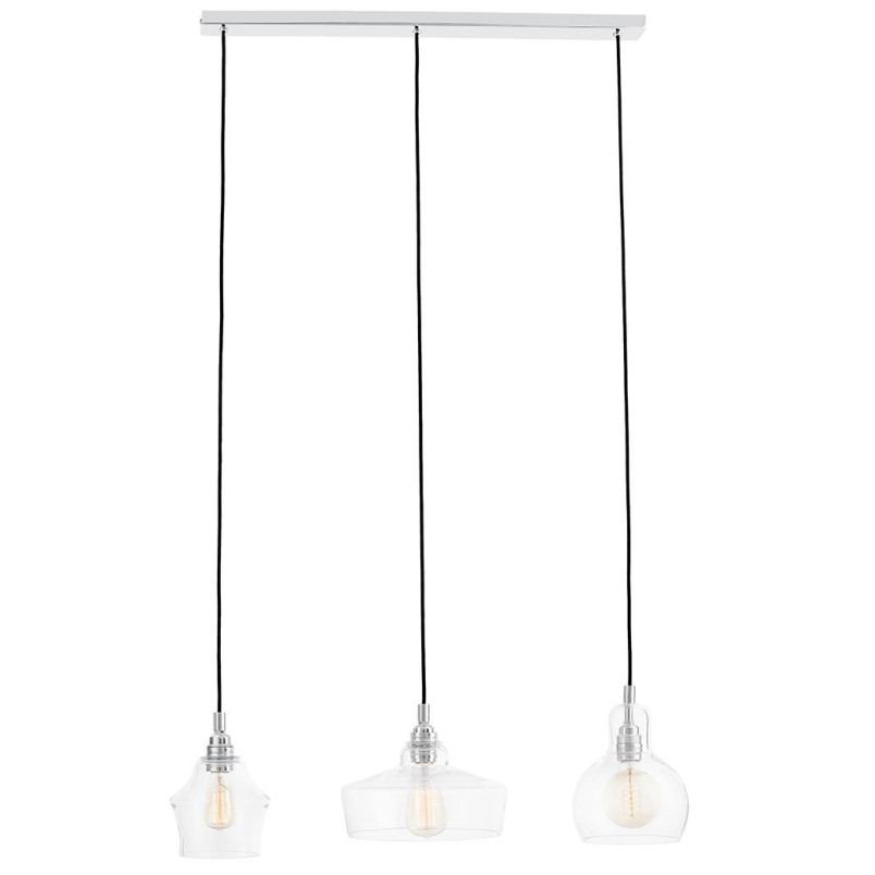 Lampa wisząca retro Kaspa Longis 70cm - Szkło, Chrom | Kup teraz!
