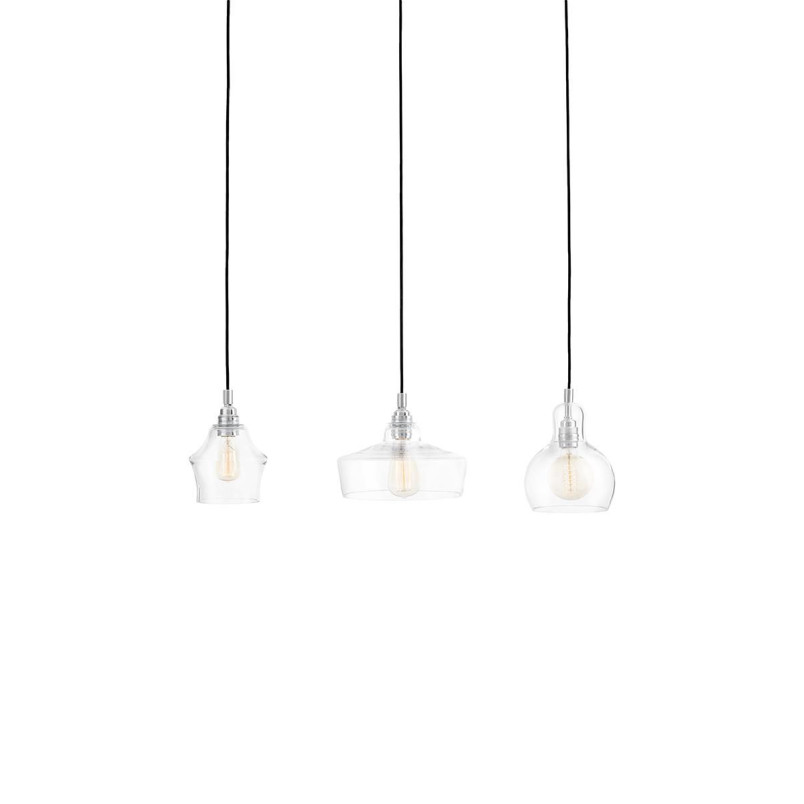 Lampa wisząca retro Kaspa Longis 70cm - Szkło, Chrom | Kup teraz!