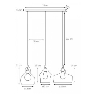 Lampa wisząca retro Kaspa Longis 70cm - Szkło, Chrom | Kup teraz!
