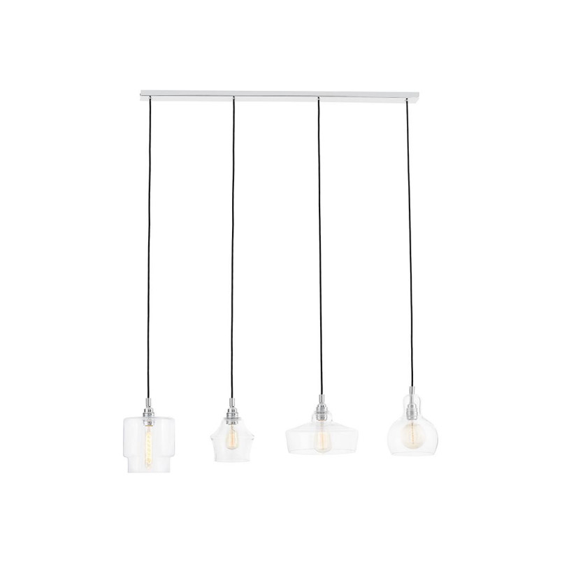 Lampa wisząca retro Kaspa Longis 115cm - Szkło, Chrom