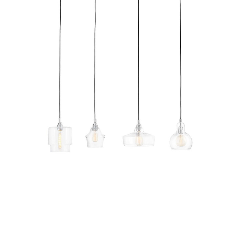 Lampa wisząca retro Kaspa Longis 115cm - Szkło, Chrom