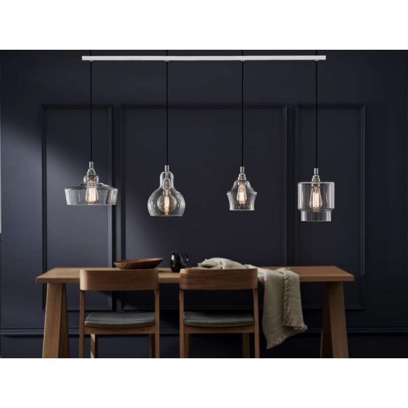 Lampa wisząca retro Kaspa Longis 115cm - Szkło, Chrom