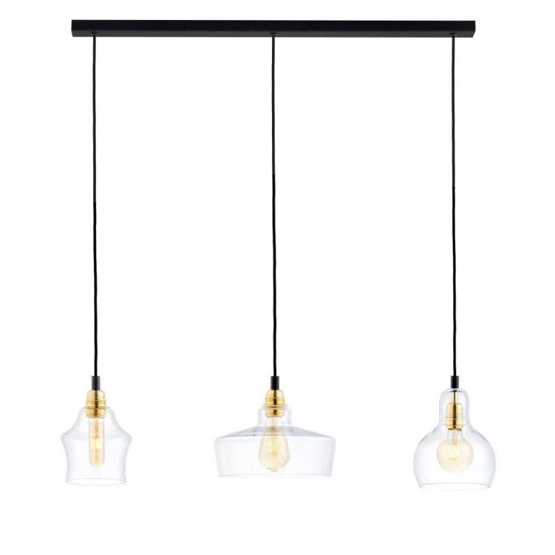 Lampa wisząca retro Kaspa Longis 70cm - Szkło, 3 punkty