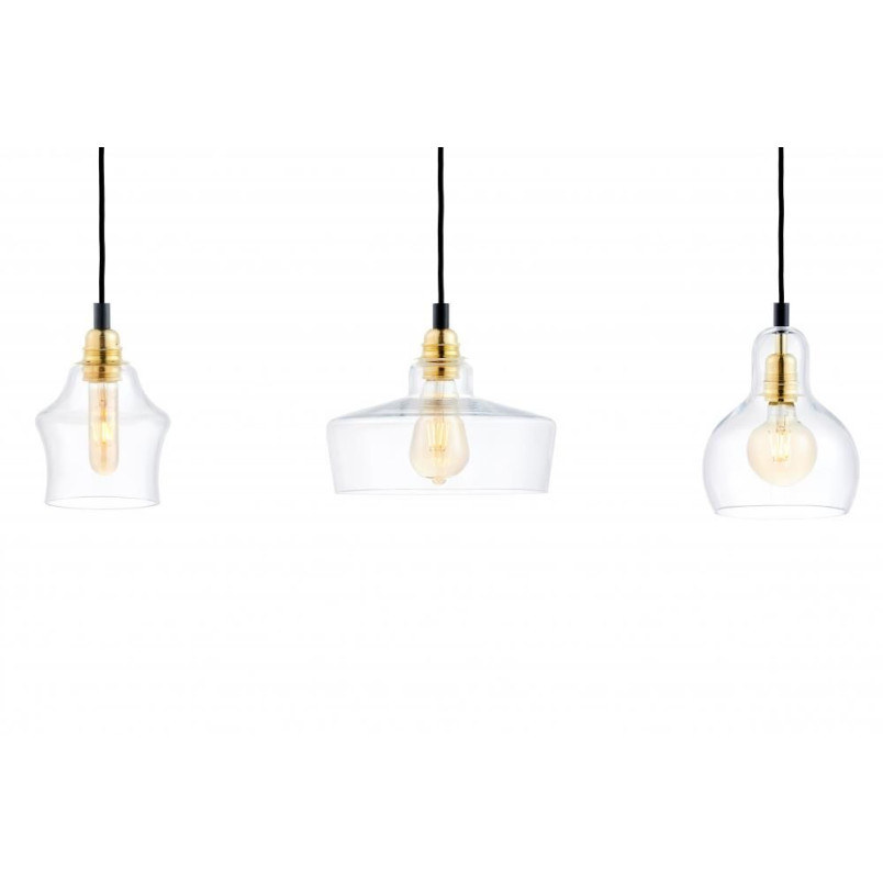 Lampa wisząca retro Kaspa Longis 70cm - Szkło, 3 punkty