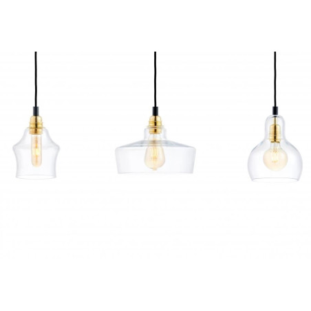Lampa wisząca retro Kaspa Longis 70cm - Szkło, 3 punkty