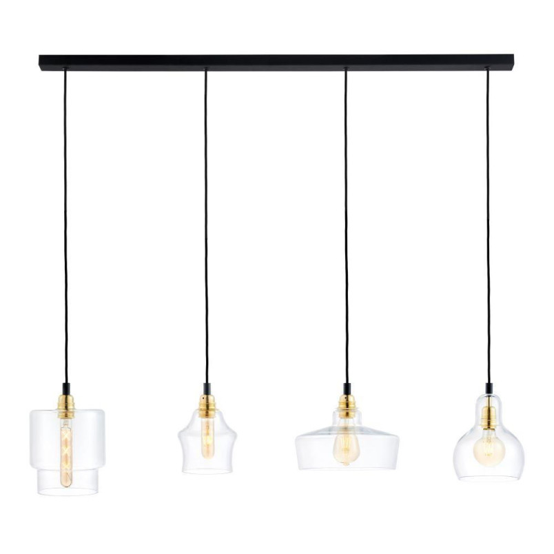 Lampa wisząca retro Kaspa Longis 115cm - Szkło, 4 punkty