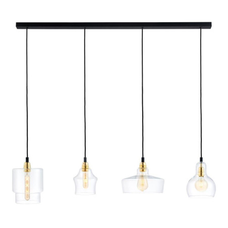 Lampa wisząca retro Kaspa Longis 115cm - Szkło, 4 punkty