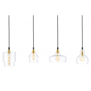 Lampa wisząca retro Kaspa Longis 115cm - Szkło, 4 punkty