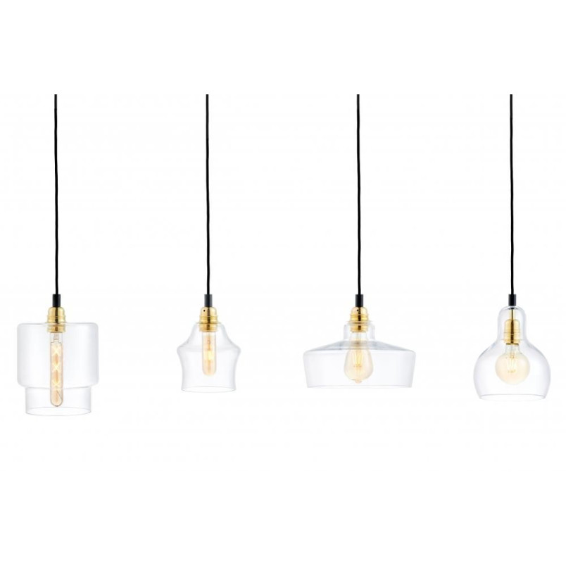 Lampa wisząca retro Kaspa Longis 115cm - Szkło, 4 punkty