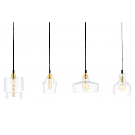 Lampa wisząca retro Kaspa Longis 115cm - Szkło, 4 punkty