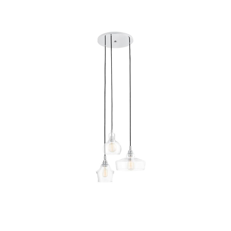 Lampa wisząca retro Kaspa Longis - szklana, 3 punkty, 30cm
