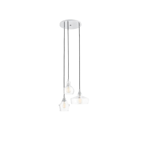 Lampa wisząca retro Kaspa Longis - szklana, 3 punkty, 30cm