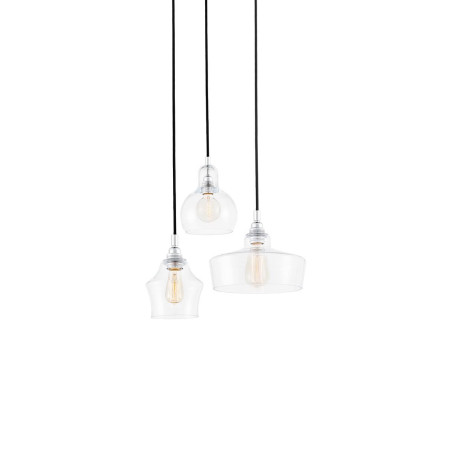 Lampa wisząca retro Kaspa Longis - szklana, 3 punkty, 30cm