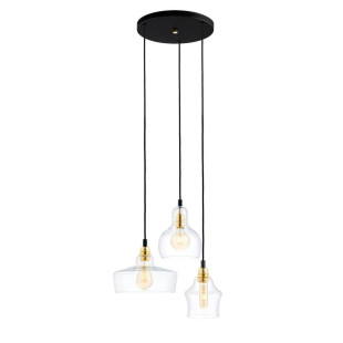 Lampa wisząca retro Kaspa Longis | Szkło, 3 punkty, 30cm