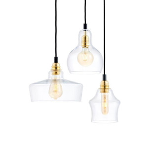 Lampa wisząca retro Kaspa Longis | Szkło, 3 punkty, 30cm