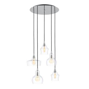 Lampa wisząca retro Kaspa Longis | 5 punktów, szkło, chrom