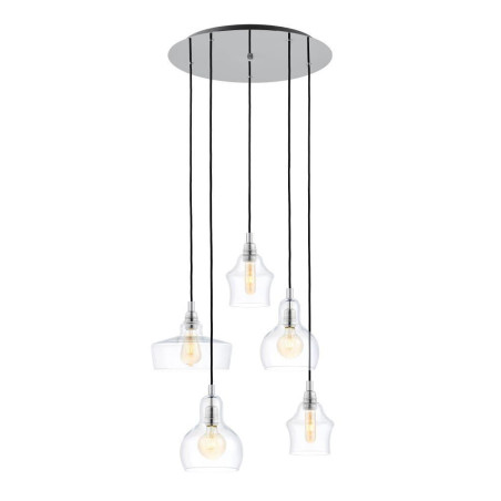 Lampa wisząca retro Kaspa Longis | 5 punktów, szkło, chrom