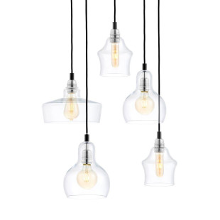 Lampa wisząca retro Kaspa Longis | 5 punktów, szkło, chrom