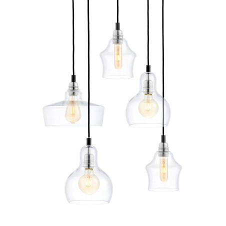 Lampa wisząca retro Kaspa Longis | 5 punktów, szkło, chrom