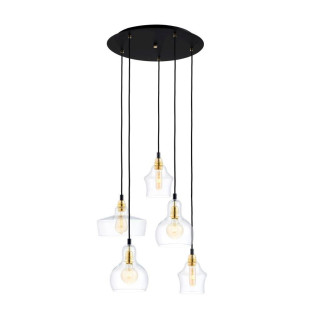 Lampa wisząca retro Kaspa Longis | 5 punktów, szkło, 48cm