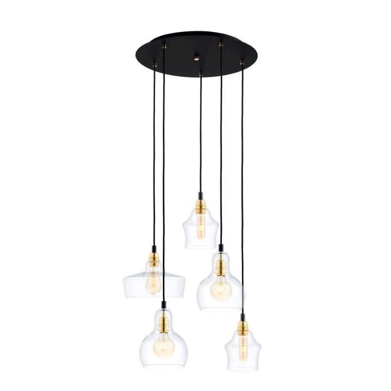 Lampa wisząca retro Kaspa Longis | 5 punktów, szkło, 48cm