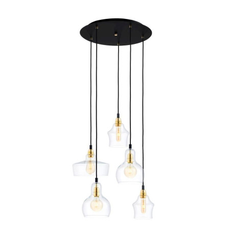 Lampa wisząca retro Kaspa Longis | 5 punktów, szkło, 48cm