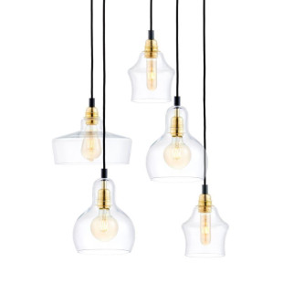 Lampa wisząca retro Kaspa Longis | 5 punktów, szkło, 48cm