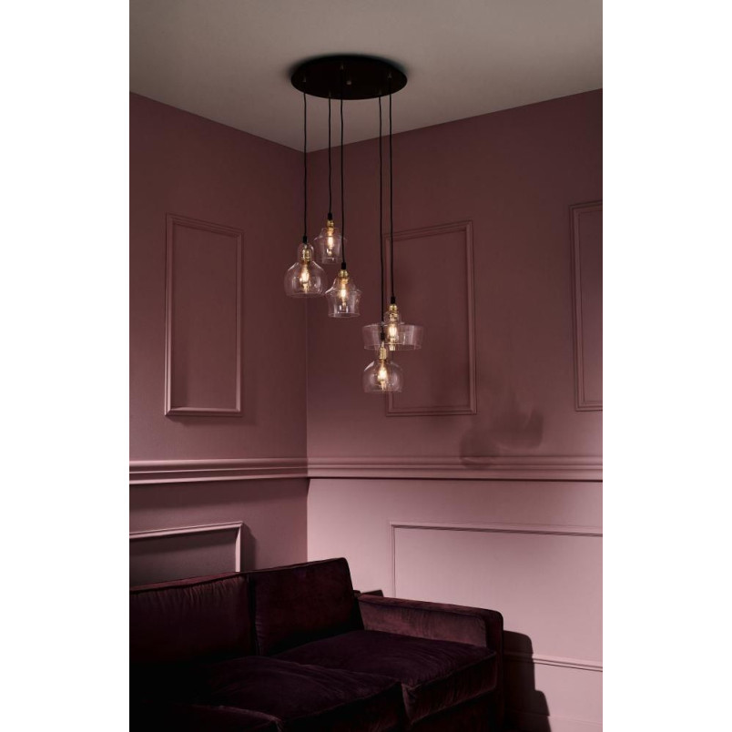 Lampa wisząca retro Kaspa Longis | 5 punktów, szkło, 48cm