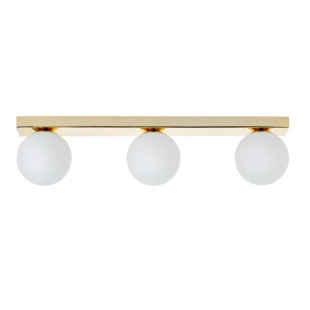 Plafon Glamour Kaspa | 3 Szklane Kule, Biały/Złoty, 60cm