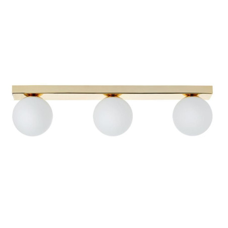 Plafon Glamour Kaspa | 3 Szklane Kule, Biały/Złoty, 60cm