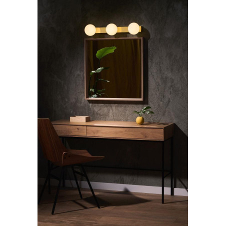 Plafon Glamour Kaspa | 3 Szklane Kule, Biały/Złoty, 60cm