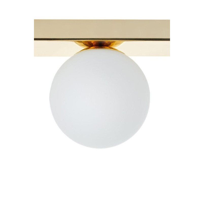 Plafon Glamour Kaspa | 3 Szklane Kule, Biały/Złoty, 60cm