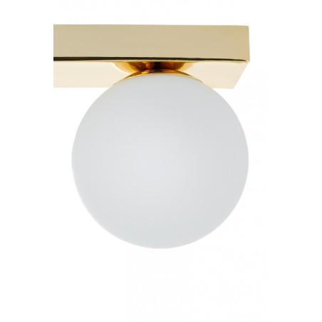 Plafon Glamour Kaspa | 3 Szklane Kule, Biały/Złoty, 60cm