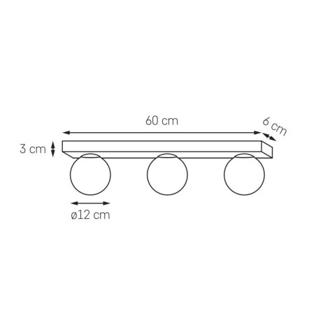 Plafon Glamour Kaspa | 3 Szklane Kule, Biały/Złoty, 60cm