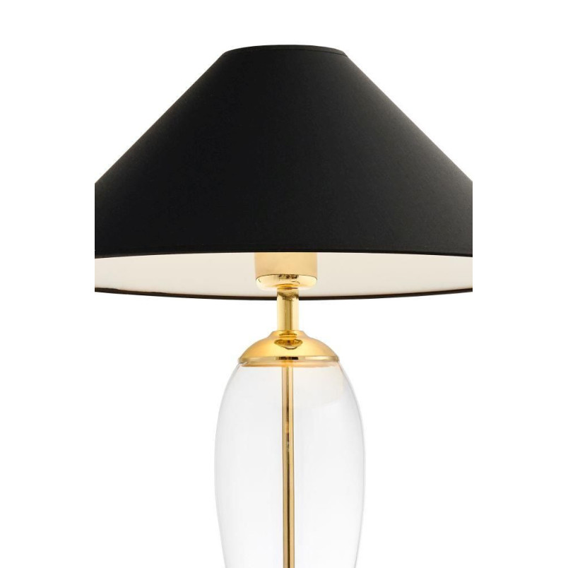 Lampa Hampton Kaspa | Elegancka lampa stołowa czarna i przezroczysta
