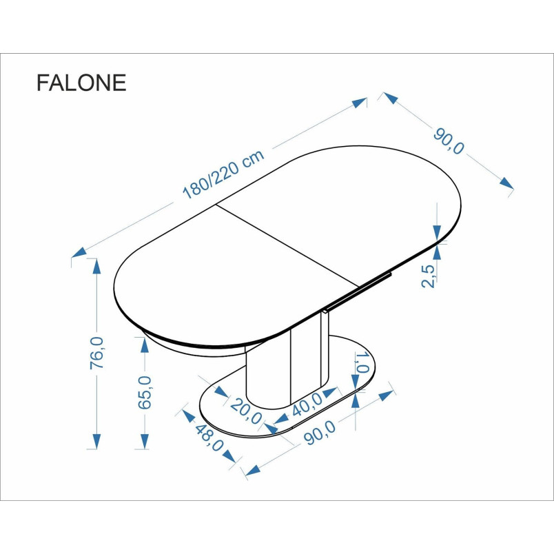 Stół rozkładany Falone 180-220x90 - Halmar | Jasny Trawertyn